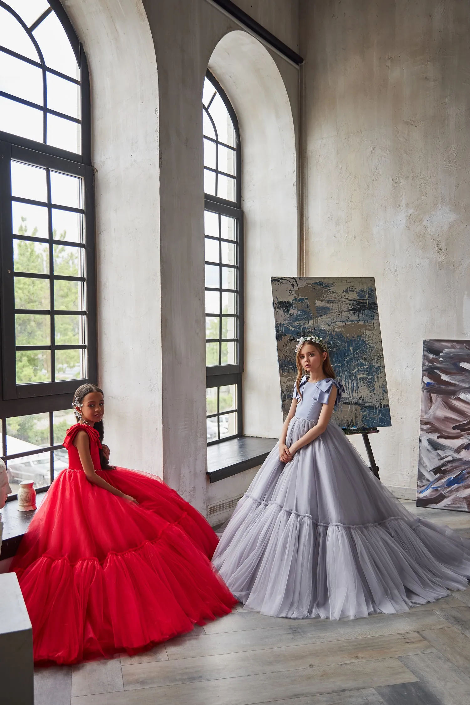 2022 Kırmızı Çiçek Kız Elbise Düğün İçin Saten Bir Çizgi Boncuklu Kemer Çocuklar Fotoğraf Çekimi Kıyafeti Doğum günü partisi elbisesi Görüntü 5