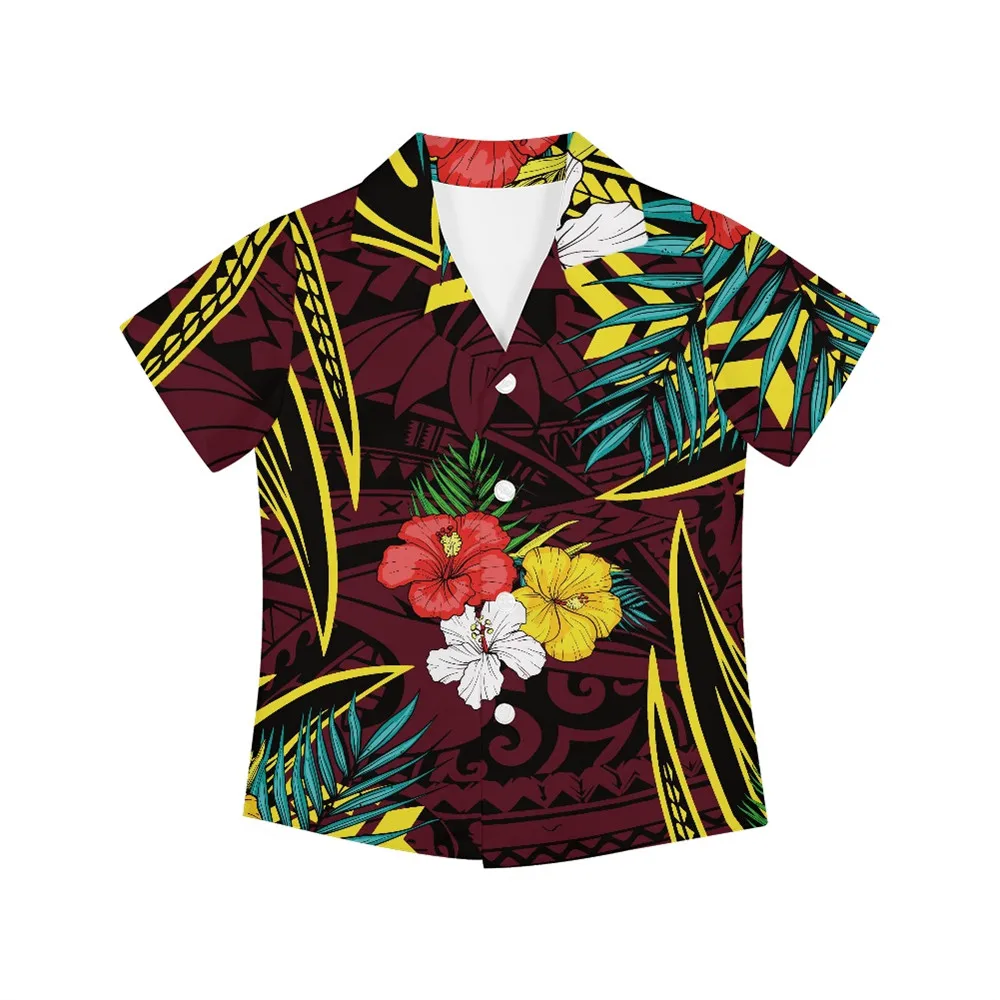 2022 5XL erkek Gömlek Kısa Kollu Polinezya Hawaii Tarzı Plumeria Klasik Düğmeler Üst Hafif Gevşek Giyim Ropa Hombre Görüntü 0