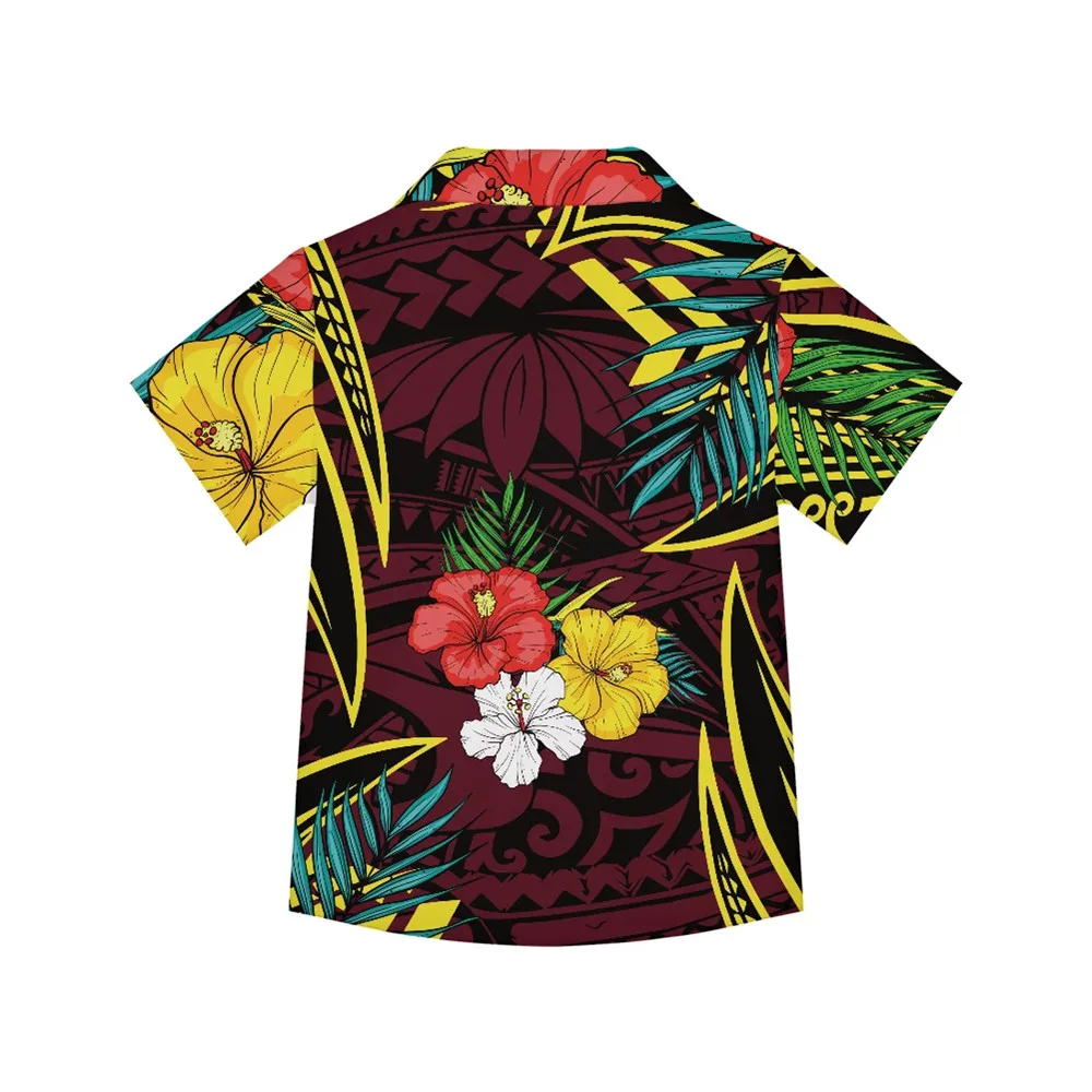 2022 5XL erkek Gömlek Kısa Kollu Polinezya Hawaii Tarzı Plumeria Klasik Düğmeler Üst Hafif Gevşek Giyim Ropa Hombre Görüntü 1