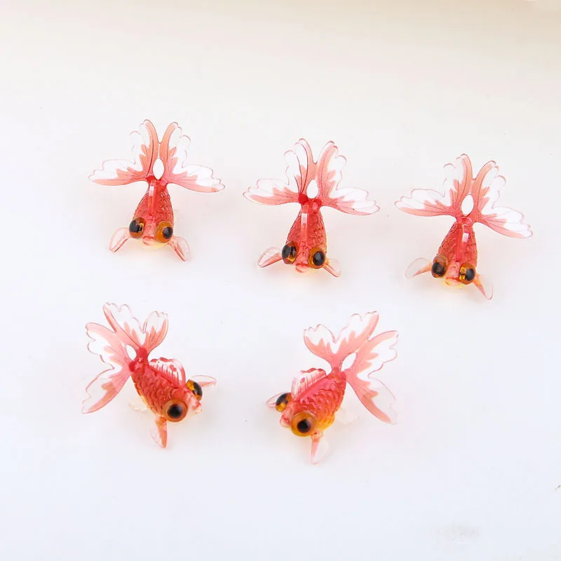 2 adet Uğurlu Kırmızı Edebi Koi Simülasyon Küçük Goldfish Kolye DIY El Yapımı Takı Küpe Tırnak Aksesuarları Malzeme Görüntü 2