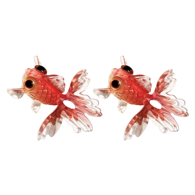 2 adet Uğurlu Kırmızı Edebi Koi Simülasyon Küçük Goldfish Kolye DIY El Yapımı Takı Küpe Tırnak Aksesuarları Malzeme Görüntü 4