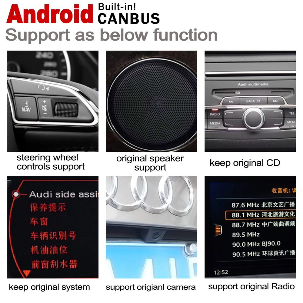 Audi için Q7 4L 2006~2009 MMI Android Araba GPS Multimedya Oynatıcı HD Ekran Stereo Navi Harita Orijinal Tarzı otomobil radyosu WİFİ BT Görüntü 5