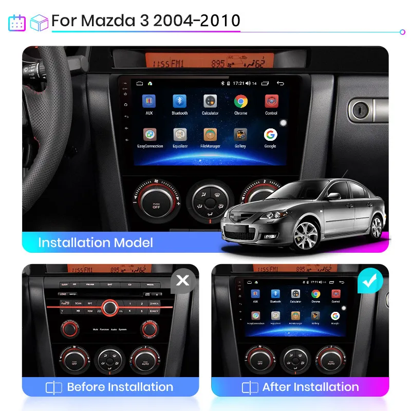 2G + 32G Android 10.1 Araba Radyo Mazda 3 2004-2010 İçin Wıfı Otomatik Stereo araç DVD oynatıcı gps Navigasyon stereo Multimedya mp5 Oynatıcı 9 inç Görüntü 5