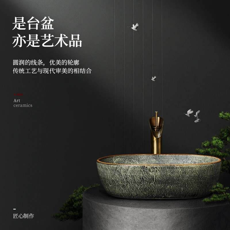 Avrupa tarzı Çin el Yapımı Lavabo Lavabo Sanatsal Banyo Lavabo banyo lavabo kase Görüntü 3