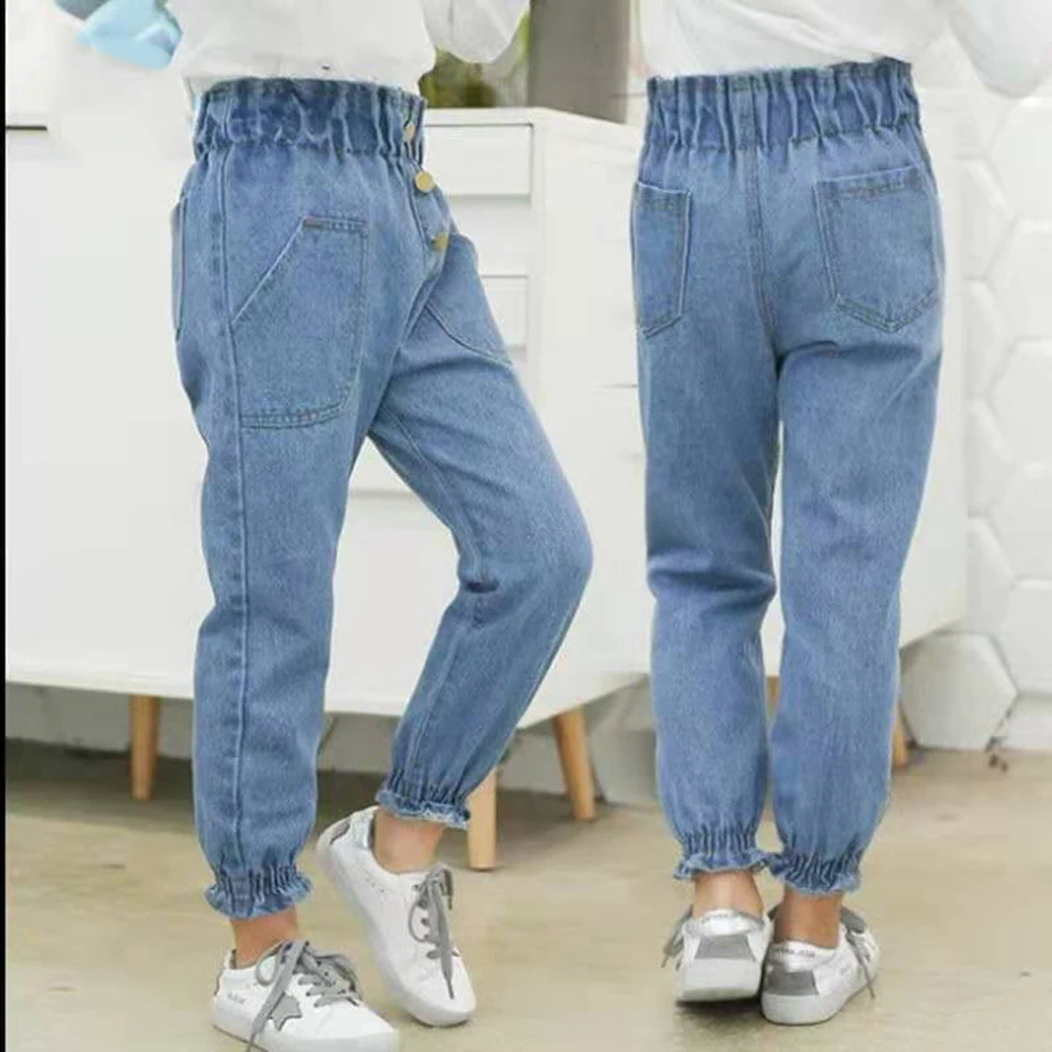 2019 Sıcak Satış Çocuk Düz Pantolon Kızlar İçin 6 8 10 Yıl Uzun Pantolon Çocuklar rahat pantolon Düz Renk Pamuk Sıcak Kot Pantolon Görüntü 4