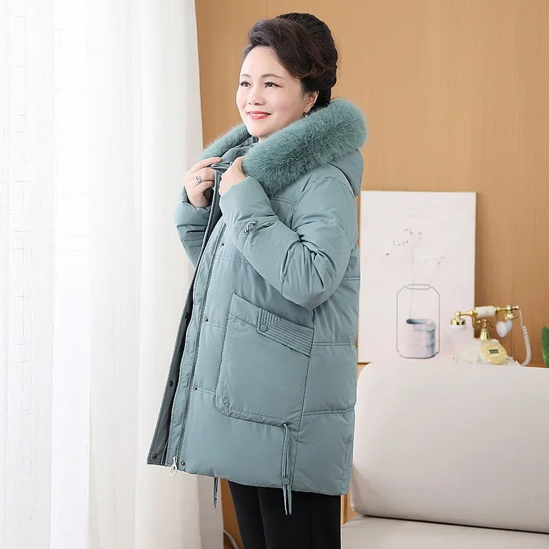 ceket kadınlar için Yeni moda büyük boy kış aşağı ceketler orta yaşlı ve yaşlı giyim sıcak kalınlaşmış ceket Görüntü 2