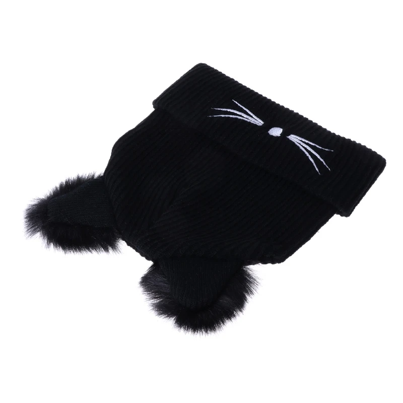 Sıcak Satış Kedi Kulaklar Kadın Şapka Örme Akrilik Sıcak Kış Bere Tığ Kürk 85DE Görüntü 1