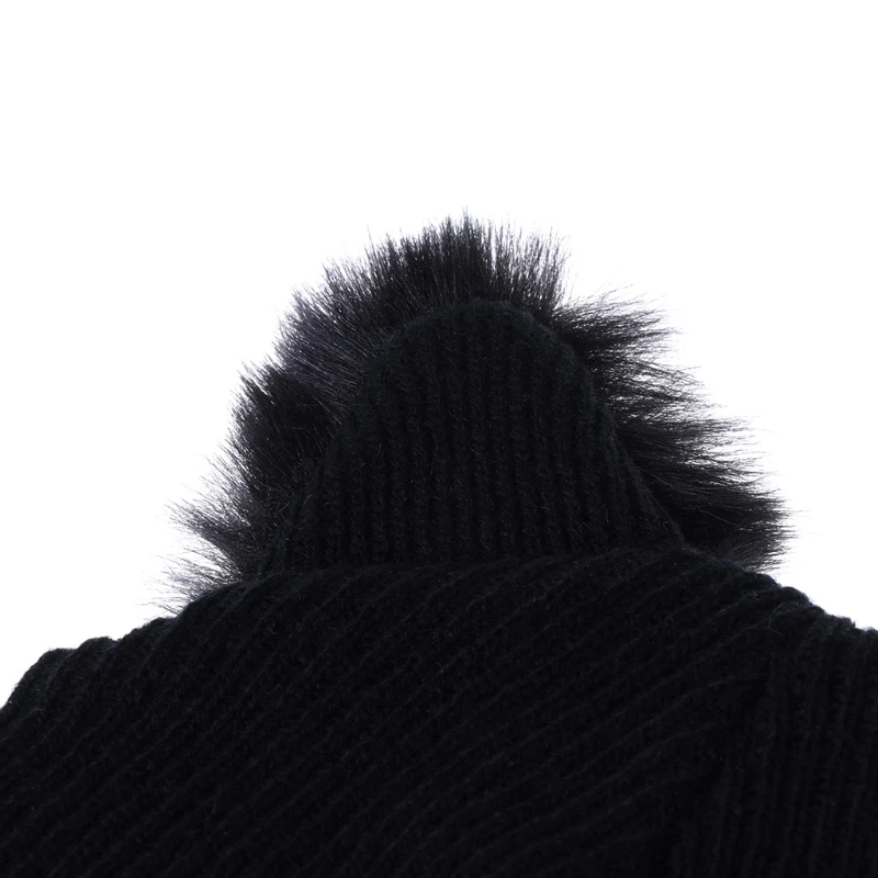 Sıcak Satış Kedi Kulaklar Kadın Şapka Örme Akrilik Sıcak Kış Bere Tığ Kürk 85DE Görüntü 3