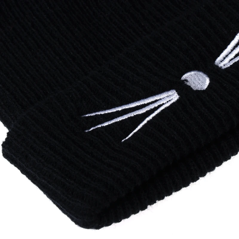 Sıcak Satış Kedi Kulaklar Kadın Şapka Örme Akrilik Sıcak Kış Bere Tığ Kürk 85DE Görüntü 5