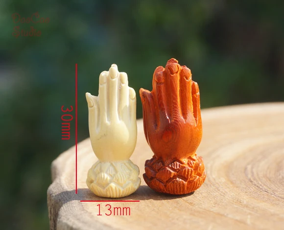 Doğal Şimşir Oyma Boddha Eller Namaste Sarı Kolye Küçük Takılar Mala Japa Boncuk Bilezik Takı Bulguları DIY Aksesuarları Görüntü 2
