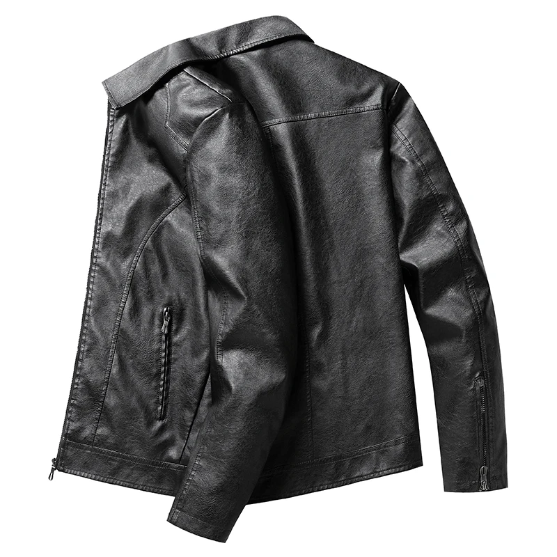 moda artı boyutu 8XL 7XL 6XL PU deri motosiklet ceketi Erkek Bombacı Ceket erkekler Boy Bahar Sonbahar fermuar PU deri ceketler Görüntü 4