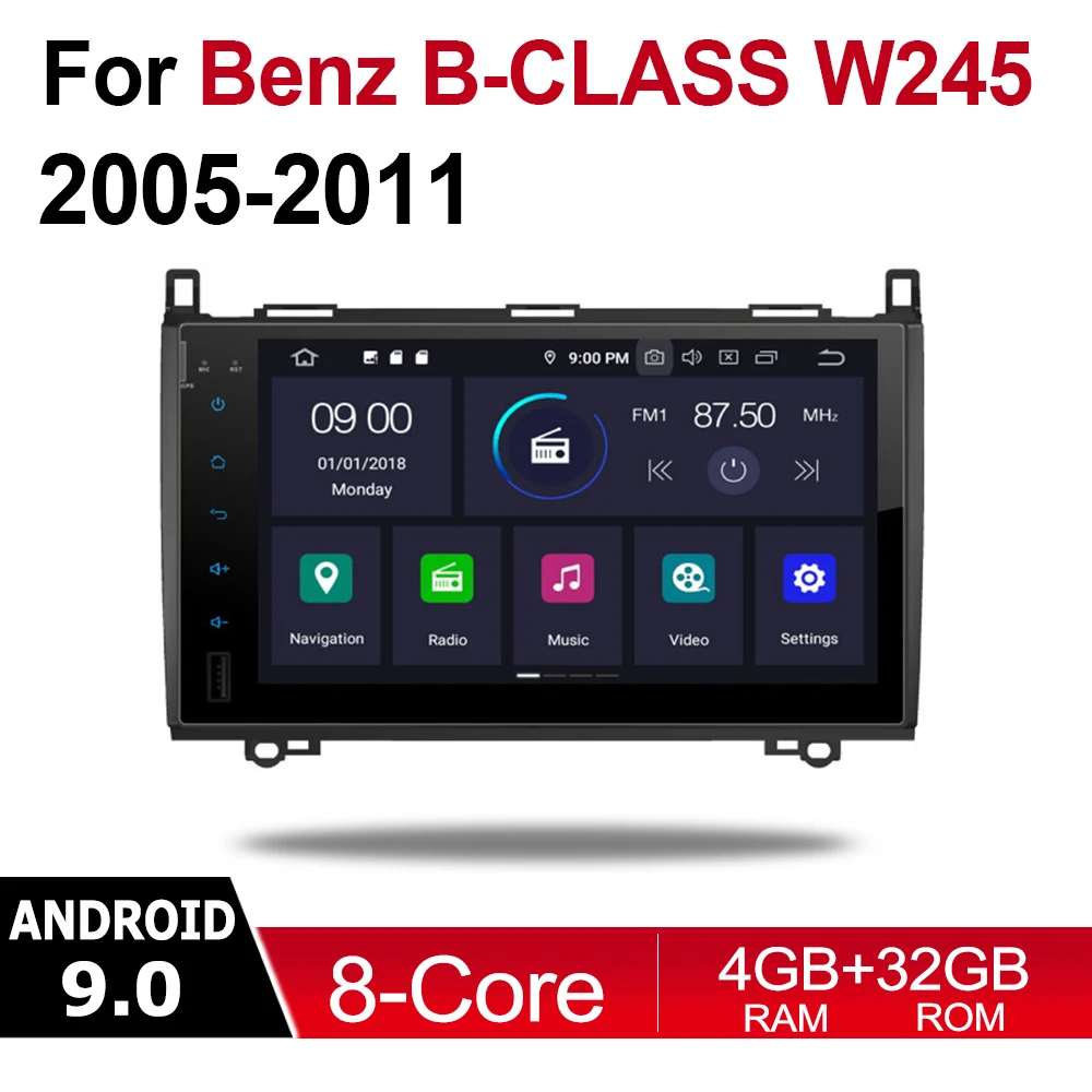 Mercedes Benz B Sınıfı W245 2005~2011 NTG 2 DİN Araba Android 9 GPS Navigasyon Multimedya sistemi BT WIFI Radyo Amplifikatör Görüntü 0