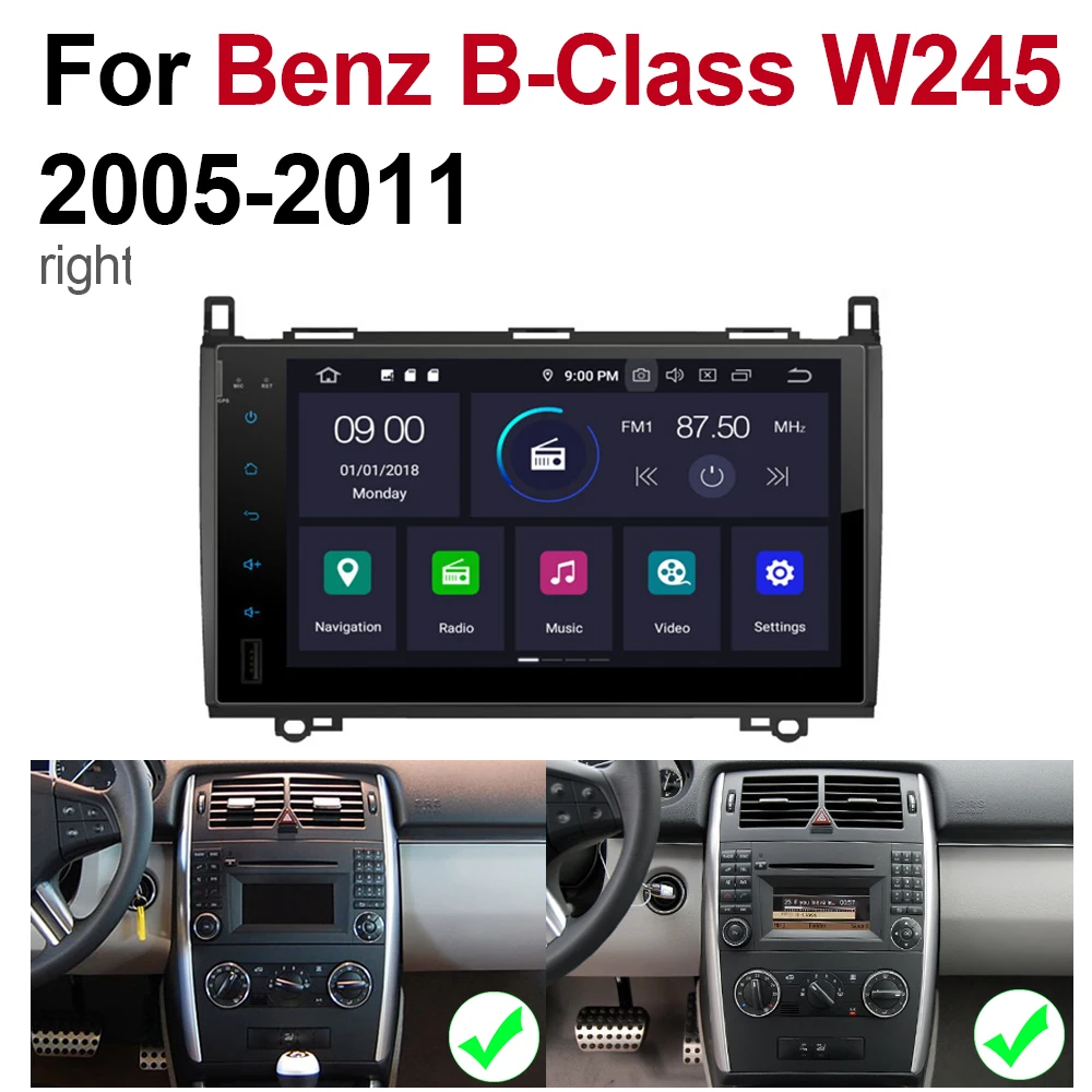 Mercedes Benz B Sınıfı W245 2005~2011 NTG 2 DİN Araba Android 9 GPS Navigasyon Multimedya sistemi BT WIFI Radyo Amplifikatör Görüntü 4
