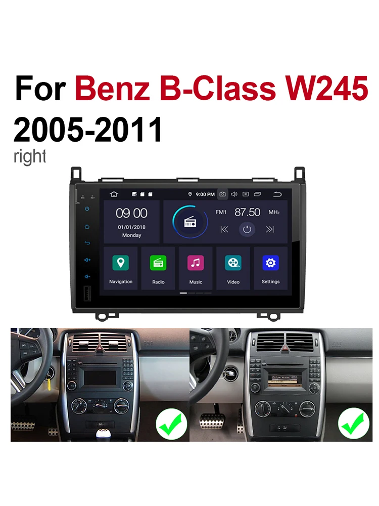 Mercedes Benz B Sınıfı W245 2005~2011 NTG 2 DİN Araba Android 9 GPS Navigasyon Multimedya sistemi BT WIFI Radyo Amplifikatör Görüntü 5