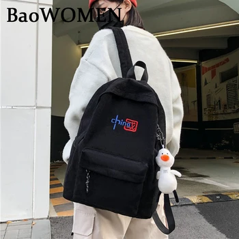 BaoWomen Büyük Kapasiteli Işlemeli Tuval Kadın Sırt Çantası Taşınabilir Sırt Çantası Severler İçin Kıdemli Okul Çantası Seyahat Mochilas