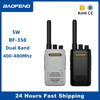 Baofeng BF-358 Mını El 5 W Çocuk Walkie Talkie Hafif Çift Bant Çift Ekran 400-480 MHz Ham Radyolar USB Hızlı Şarj