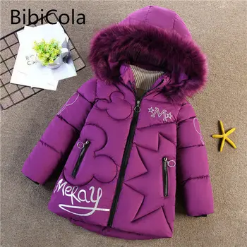 Soğuk Kış Bebek Kız Ceketler Bebekler için Kalın Mont Kızlar Sıcak Kapşonlu Kadife Ceketler Çocuk Giyim 3-8Y Yürümeye Başlayan Snowsuit
