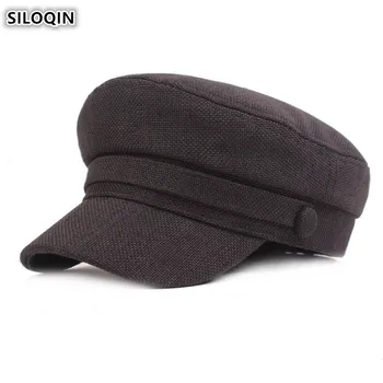 SILOQIN Snapback Kap erkek Düz Kapaklar Basit Moda Kadın Ordu Askeri Şapka Yeni Bağbozumu Eğilim Pamuk Keten Çift Şapka Donanma Şapka