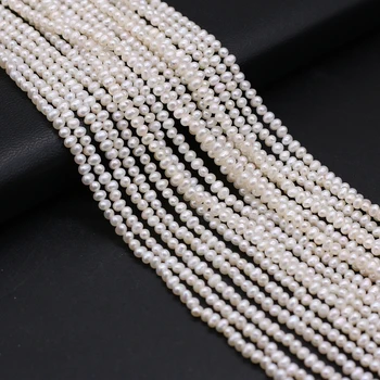 Toptan doğal tatlı su incisi Beyaz Yuvarlak Yumruk Beads3-3.5 MM Kadın Takı MakingDİYNecklace Aksesuarları Hediye Deco 36CM