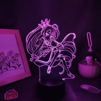 Hayır Oyun No Yaşam Anime Figürü Shiro 3D lav Lambası LED Pil Gece Lambası RGB Neon Renkli Manga Hediye Yatak Odası Masa Masaüstü Dekor