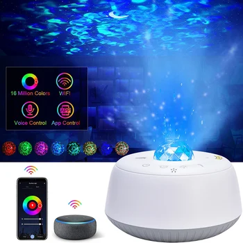 USB LED yıldız gece lambası Müzik Yıldızlı Su Dalgası Akıllı WiFi LED projektör ışık Zamanlayıcı ile Ses Aktif Galaxy Lamba Dekor D30