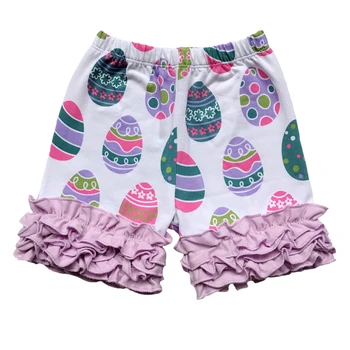 Sevgililer Günü çocuk kız elbise baskılı kumaş fırfır buzlanma şort pantolon bahar paskalya yumurtası üçlü fırfır bebek şort