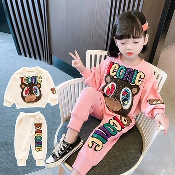Kızlar İki Parçalı İlkbahar Ve Sonbahar 2022 Yeni Yabancı Stil Çocuk Kore Kıyafet moda giyim setleri Moda Yumuşak Giysiler