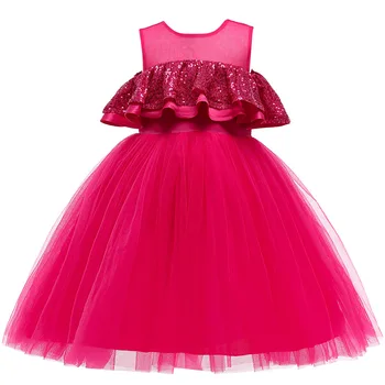 Bebek Kız Kırmızı Elbisesi Elbise 1 yıl Doğum Günü Tutu TulleDress Dantel Vaftiz Vestido Infantil Ilmek Prenses Düğün Parti Elbiseler