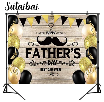 Mutlu babalar Günü Ahşap Zemin Altın ve Siyah Balon Ahşap Fotoğraf Arka Plan İyi En İyi Baba Kutlamak Parti Afiş