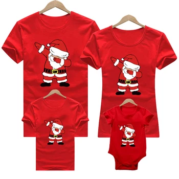Noel aile tshirt Anne Baba Bebek T-shirt kırmızı Noel Geyik Santa Baskı anne çocuk aile eşleştirme giyim Giyim