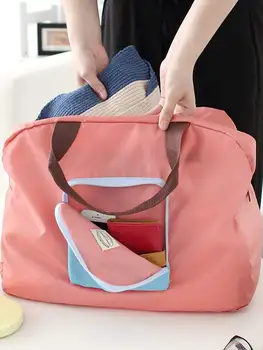 1 adet Katlanabilir Rastgele Seyahat saklama çantası tek boyutlu Çok Renkli Düz Seyahat Depolama Polyester %100 % PolyesterTravel Ambalaj Küpleri
