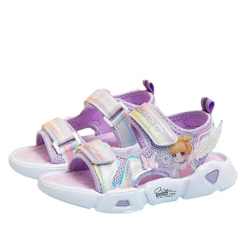 Çocuk Kız Parti Karikatür Kelebek Öğrenci Sandalet Yumuşak Tabanlar Kaymaz Prenses Peep Toe Yaz nefes alan günlük moda ayakkabılar
