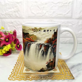 Yaratıcı Çin manzara boyama kupa, beyaz seramik kahve kupalar, süt Çay Kahvaltı Fincan arkadaşınıza en iyi hediye Vermek