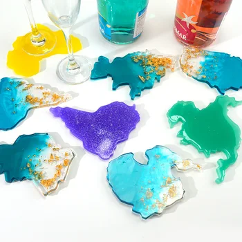 Gobal Ülkeler Haritası Kalıp DIY Kristal silikon kalıp fincan altlığı Kalıpları UV Reçine Düzensiz Reçine Kalıp Masa Dekorasyon Şarap fincan altlığı