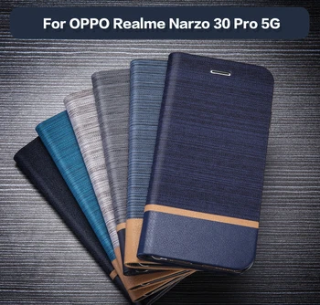 PU deri cüzdan Kılıf OPPO Realme İçin Narzo 30 Pro 5G telefon kılıfı İçin Realme İçin Narzo 30 Pro 5G Kitap Çantası Yumuşak Silikon arka kapak
