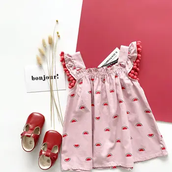 Tonytaobaby Yaz Yeni Bebek Kız Pembe Karpuz Kız Güzel Elbise Çocuklar Kızlar için Elbiseler