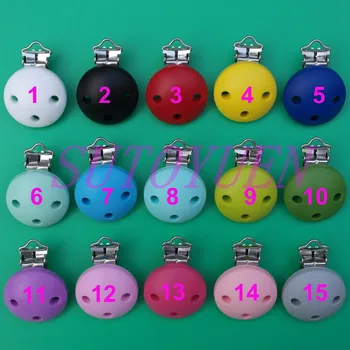 Ücretsiz Kargo 6 adet Mix 15 Renkler Silikon Yuvarlak SUTOYUEN Askı Emzik Klipler Teething Boncuk Bebek Kukla Klipler Yatıştırıcı Klipler