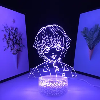 Iblis avcısı Zenitsu masa lambası Anime Figürü Agatsuma 3D LED yatak odası için lamba Dekor ışık Çocuk Çocuk doğum günü hediyesi Dropship