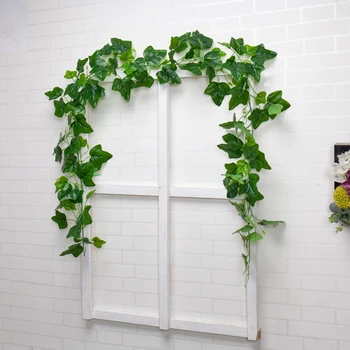 180cm Gerçek dokunmatik Yapay Bitkiler Sarmaşık Sarmaşık Yeşil Yaprak Şube Garland Asma İpek Yeşillik Rattan Duvar Asılı ev bahçe dekoru