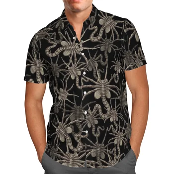 Böcek 3D Baskı Plaj Hawaiian 2021 Yaz Gömlek Kısa Kollu Gömlek Streetwear Boy 5XL Camisa Sosyal Chemise Homme-787
