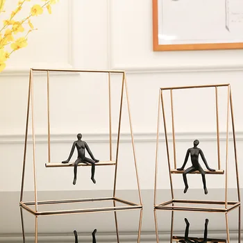 Modern Minimalist Metal Dekorasyon Aksesuarları Ofis Oturma Odası Sundurma Altın Salıncak Masa Üstü El Sanatları Ev Decorat Süsler