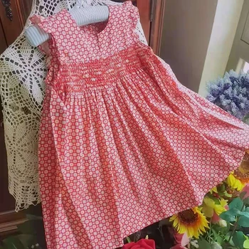 Yeni Yaz Çocuklar el yapımı önlük elbise bebek kız Pamuk çiçek Prenses Elbiseler