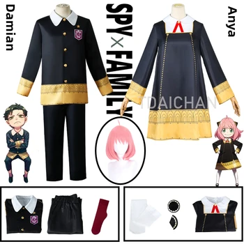 Anime Casus X Aile Anya Forger Damian Desmond Cosplay Kostümleri Peruk Siyah Elbise Üst Çocuklar Yetişkinler Kızlar okul üniforması Eden Akademisi
