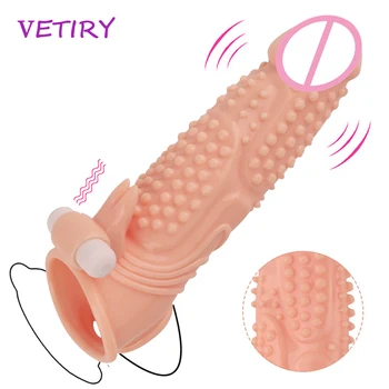 Penis Halkası Vibratör Parçacıklar Vajina Masajı Gecikmeli Boşalma Penis Büyütme Seks Oyuncakları Erkekler İçin Genişletici Dick Kollu Prezervatif