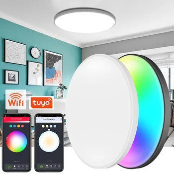 30W WiFi Led panel tavan ışığı akıllı Led lamba RGB + CW+WW Kısılabilir Plafon Led Spot Ev Yatak Odası İçin Akıllı Yaşam Alexa Kontrolü