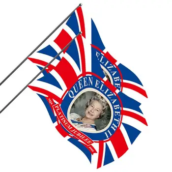 Anma Kraliçe Elizabeth II Araba Bayrağı / Büyük Britanya Kraliçe Yas Bayrağı Kraliçe Afiş Açık Kapalı Kullanım İçin