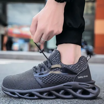 Erkekler güvenlik ayakkabıları çelik burun Anti-smash Delinme İş Sneakers Kadın iş çizmeleri Nefes Açık İş Ayakkabısı Doğrudan Teslimat