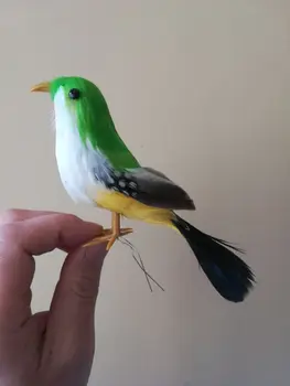 sevimli köpük ve tüyler yeşil kuş simülasyon kuş modeli prop ev bahçe dekorasyonu hediye yaklaşık 14 cm