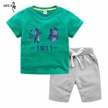 Çocuk takım elbise Yaz Erkek Kız Çocuklar Ev Giyim Karikatür kısa Kollu bebek Pijama Takım Elbise Günü hediyeleri T-shirt ve şort 2 adet