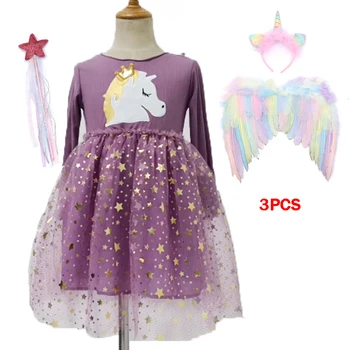 2022 Yeni Yıl Elbiseler Tutu Balo elbisesi Çocuk Çocuk Düğün Akşam Örgün Parti Pageant Vestidos Unicorn Elbiseler
